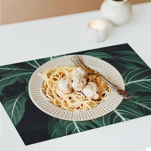 Set de table vert de qualité supérieure tressé à motif végétal chic pour réception - 8
