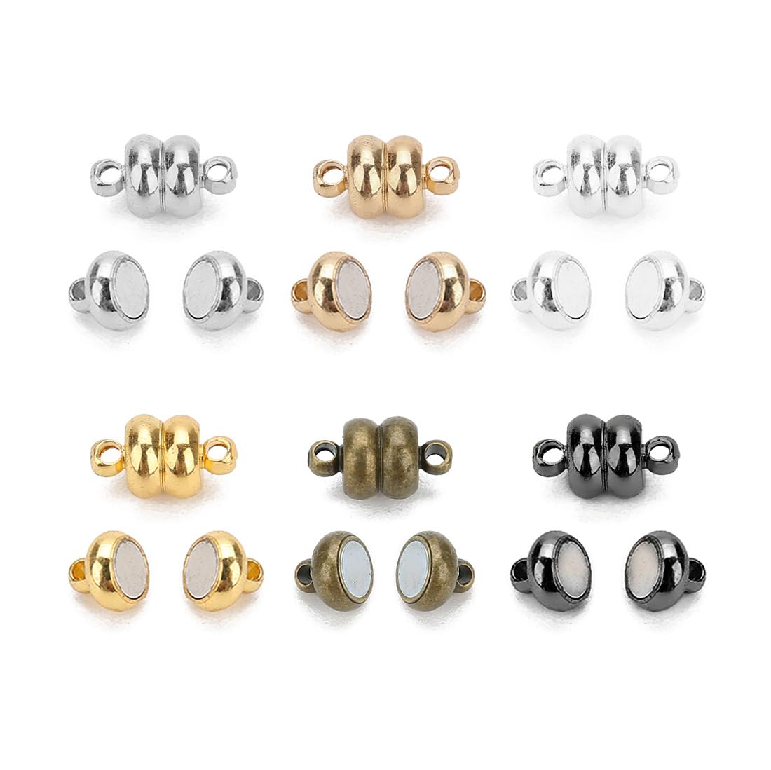 30 Chiusure Magnetiche Per Braccialetti - Argento E Oro, 6mm, Per Gioielli Fai Da Te