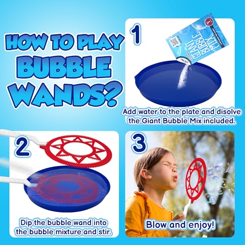 Giant Bubble Wands - Bubbles for Kids, Giant Bubbles, Bubble Toys, Large Blowing Rings, Variety Shapes Set for Big Soap Bubbles, Includes Huge Bubble Mix Solution Kit 11,19 Pack - Image 4