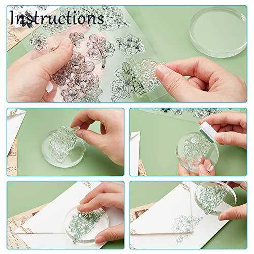 Globleland Cherry Blossoms Clear Stamps Silicone Stamp Cards Flowers Oriental Style Japanese Clear Stamps For Card Making Decoration And Diy Scrapbooking #TOP4