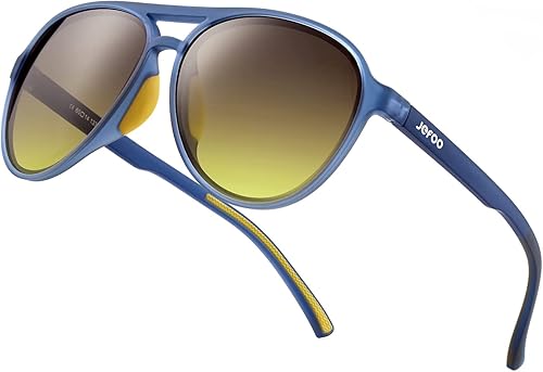 Miniatura 16 de Jefoo - Gafas de sol polarizadas estilo aviador para hombres y mujeres, retro, modernas, deportivas para exteriores con protección UV400