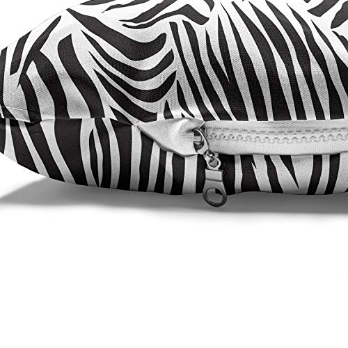 Ambesonne Zebra Print Pet Bed, Striped Zebra Animal Print Nature Wildlife Inspired Simplistic Illustration, Chew Resistant Pad For Dogs And Cats Cushion With Removable Cover, 24" X 39", Black White #TOP4