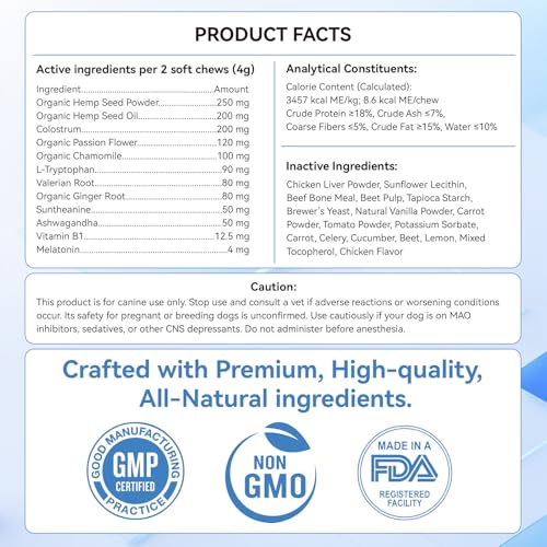 WEALLIN Hemp Calming Chews for Dogs 200 Chews, Advanced Dog Calming Chew - Anxiety Relief Treats with Hemp Oil, Calming Treats for Dogs Melatonin Promotes Relaxation & Composure for Daily Stress - Thumbnail 7