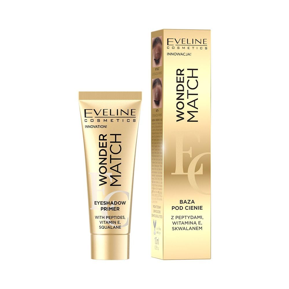 Eveline Cosmetics Wonder Match długotrwały podkład do cieni do powiek z skwalanem, witaminą E i peptydami – wegańska formuła bez mikroplastiku