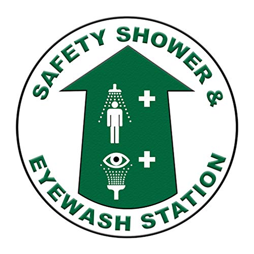 Station lavage oculaire autocollant sécurité douche sol antidérapant vert 17"