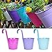 LOVOUS 6.1" x 4.5" x 5.7" Large 3 PCS Iron Hanging Flower Pots Balcony Garden Plant Planter, Wall Hanging Metal Bucket Flower Holders