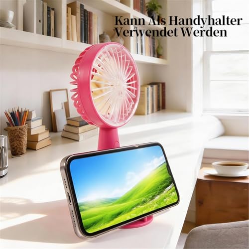 Mini ventilateur portable USB bleu avec sa base de recharge de bureau