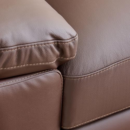 Image of Home Centre | Winchester | Half Leather|Solid Wood | 1 Seater Sofas | Brown | 1 Year Warranty