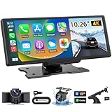 Wireless Carplay & Android Auto 10.26" Screen | Apple Car Play with 4K Dash Cam & Reversing Camera | GPS Navigation & Voice Control | Carplay Screen for Car Easy Fit Cars, SUVs, Vans(ADAS)