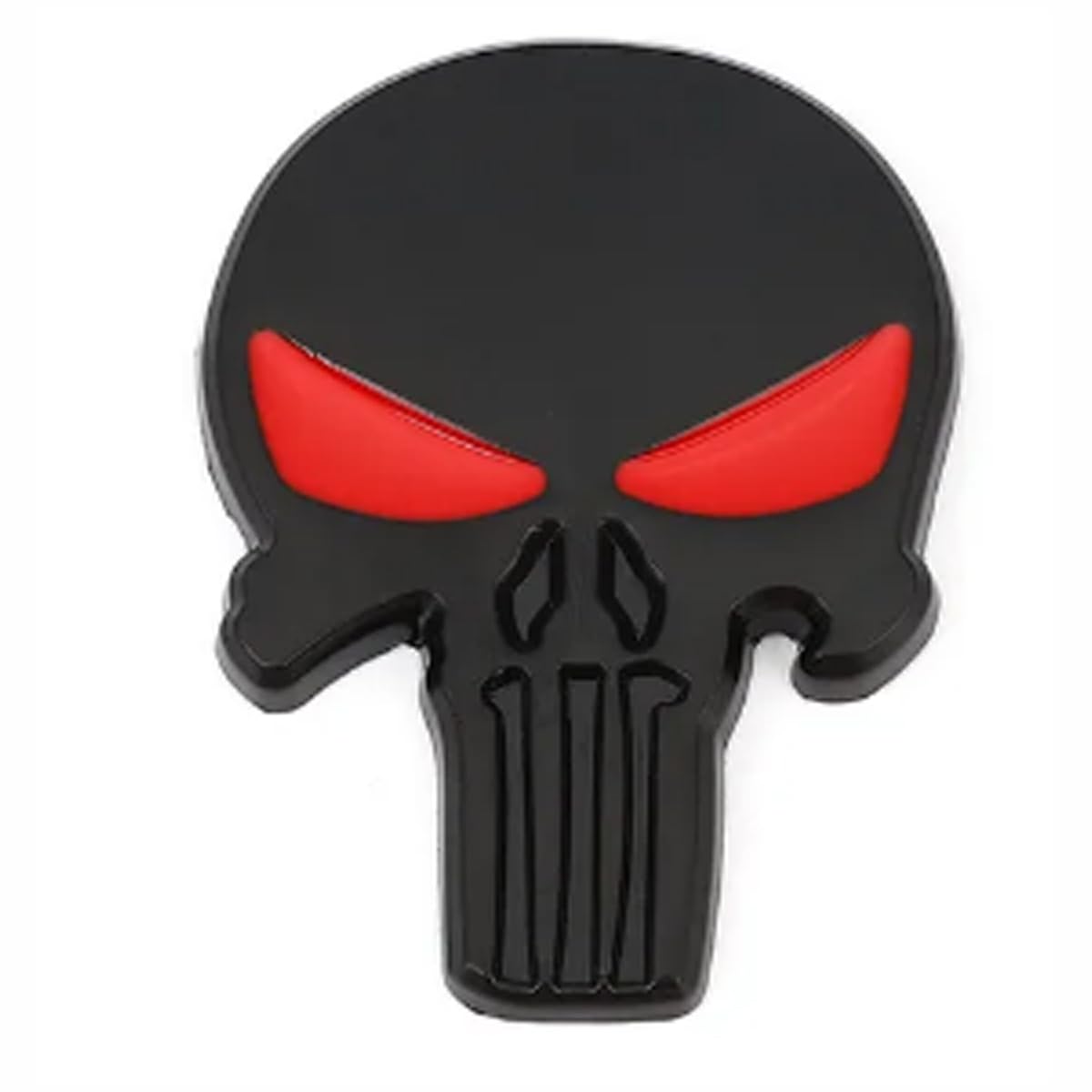 P-unisher Skull 3D Metal Chrome Sticker Emblem Badge-Stylish Logo for Cars, Bikes & More- Size 5.8x4 cm- Top-Notch Accessory Charcoal Red Gaze.