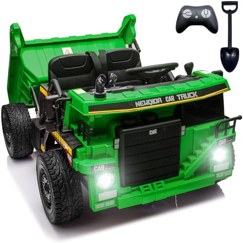 NEWQIDA Ride on Dump Truck, 24V Kids Electric Car with Remote Control, Ride on Toys with Electric Dump Bed and Extra Sho - Detailed View