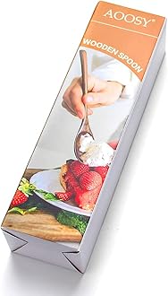 AOOSY Spoons, Wooden Spoons for Eating, 6 Pieces Japanese Natural Plant Ellipse Wooden Ladle Spoon Set for Cooking Mixing Stirring Honey Tea Soda Dessert Coconut Bowl Nonstick Pots Kitchen