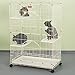 ProSelect White Foldable Cat Cage – 8- and 12-Gauge Wire with Dimensions of 35.5” x 22.25” and 48” Height With Casters
