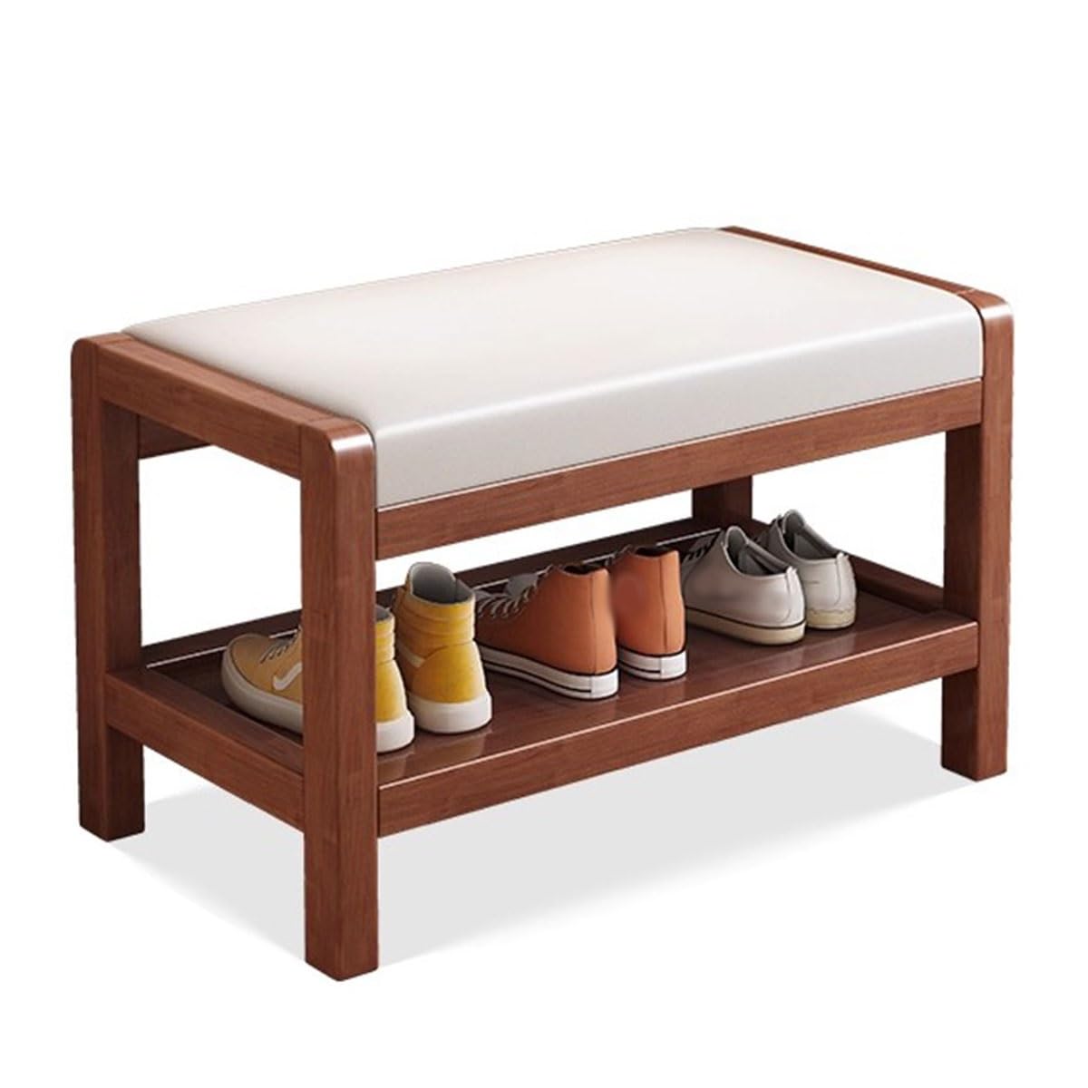 KLGFBDC Contemporary Upholstered Shoe Bench for Entryway Hallway & Balcony - Multipurpose Stool End of Bed Storage (Brown/White 75cm/29.5in)