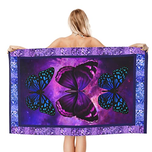 Fxxwjp Purple Butterfly Beach Towel Microfiber Sand Free Beach Towels Oversized Quick Dry Bath Towels Pool Swim Towels Travel Beach Blanket For Kids Adults Beach Vacation Essentials 32X 52 In #TOP1