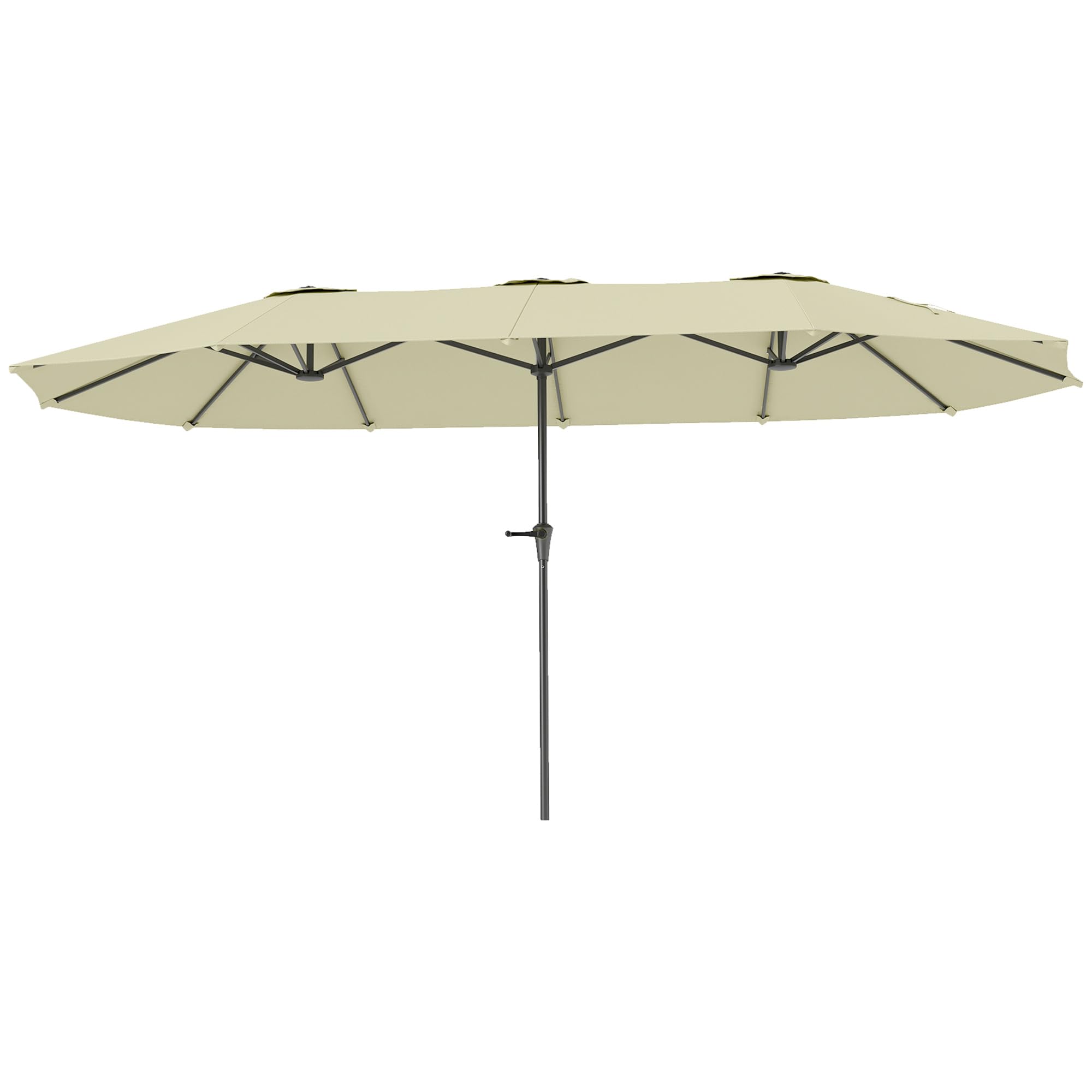 Outsunny Sombrilla Doble 4x2,2 m Sombrilla Terraza Exterior con Manivela Manual Impermeable y Protección UV30+ Parasol Grande para Terraza Playa Piscina