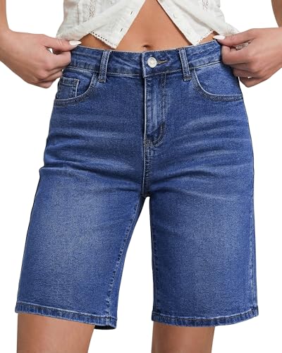 LookbookStore Womens Casual Bermuda Shorts Plus Size Dark Blue Jean Shorts Nightfall Blue Size XX-Large