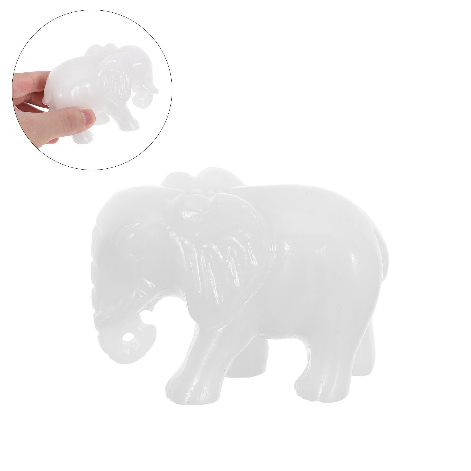 PACKOVE Escultura de Elefante de Jade Tallada y Amuleto de Buena Suerte Figura Decorativa Adorable Estatua de Animal Coleccionable para Hogar