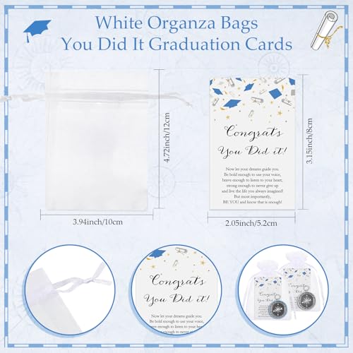 Beeveer 25 sets llaveros brújula de bolsillo regalos de graduación clase 2026 con tarjetas inspiracionales y bolsas de organza miniatura 3