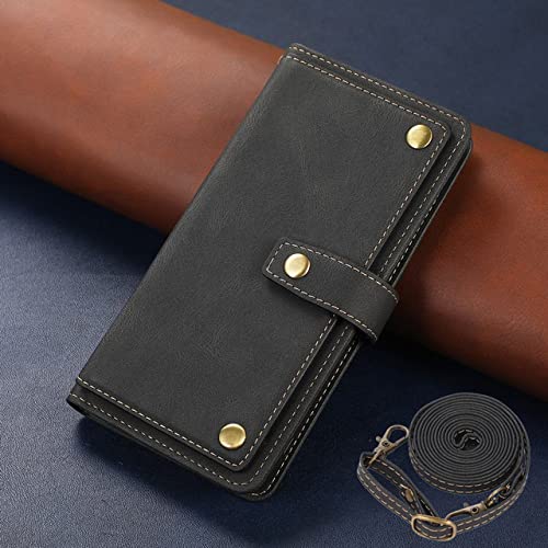 Housse de téléphone en cuir Samsung Galaxy S22 Plus avec portefeuille et bandoulière