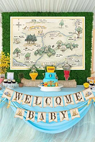 Classic Winnie Banner Welcome Baby Bunting Boys Girls First Birthday Banner Cute Pooh Baby Shower Decorations 1 St Birthday Party Favors Supplies #TOP4