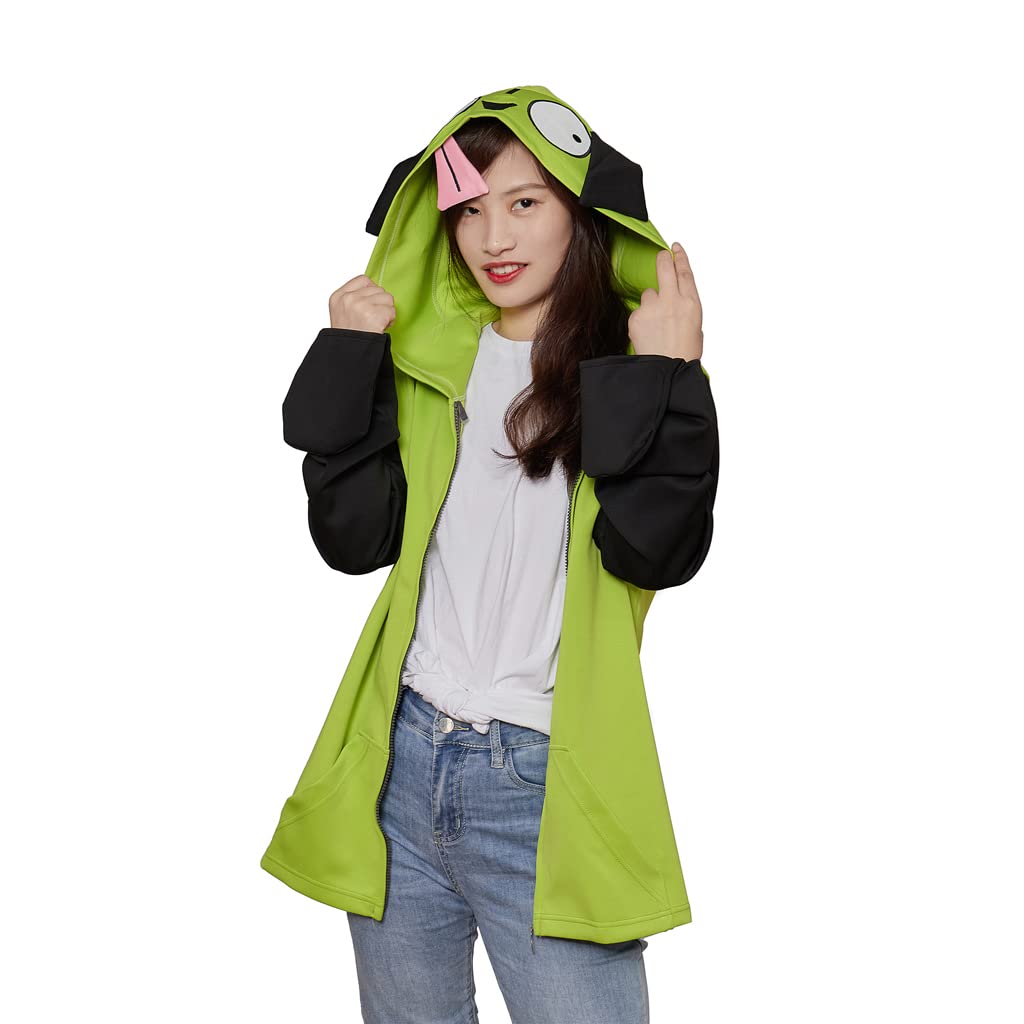 Willyacos Zim Costume Hoodie Gir Cosplay Zip Up Hoodied Jacket Sweatershirt with Ears for Women Men Adult