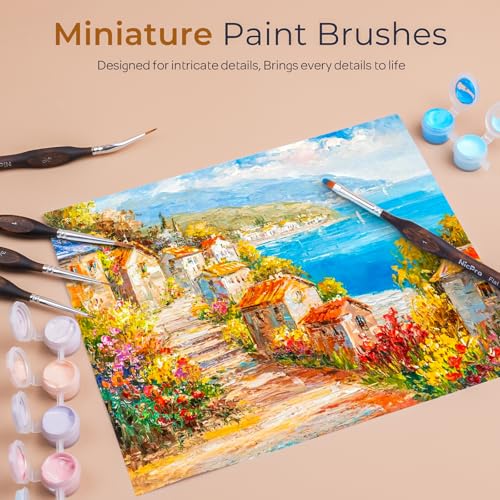 Image of Nicpro Miniature Paint Brushes - 15PCS Model Paint Brush Set with Nylon Case for Acrylic Oil Watercolor, Micro Detail Paint Brushes for Model, Miniature Painting, Fine Detailing, Paint by Numbers