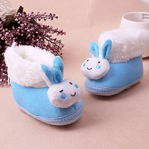 House Socks Shoes for Infant Baby Girls Boys Cotton Booties Newborn Winter Warm Fleece 6 Month Old Boy (Blue, 12-18 Months)3