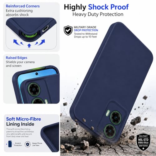 Image of SBMS Silicone Back Cover Case for Motorola Moto G35 5G | Soft Micro-Fibre Lining Inside | Camera Protection Bump | Shockproof Back Cover Case for Motorola Moto G35 5G (Blue)