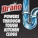 Drano Kitchen Granules Drain Clog Remover and Cleaner, Unclogs blockage from Grease or Cooking Oil, 17.6 oz