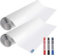 AFMAT Whiteboard Wallpaper Roll: 2x 1.5x11ft Peel & Stick Dry Erase Stickers for Wall, No Ghosting, Super Sticky with 6 Markers