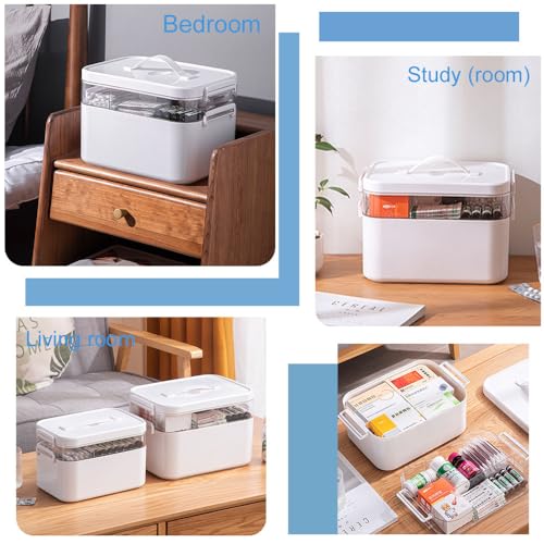 Sightday Medikamenten Aufbewahrung,Medizinbox Hausapotheke box mit Griff und herausnehmbarem Fach,Doppellagig Multifunción Aufbewahrungsbehälter Große Kapazität für Medikamente,Gadgets,Kosmetische(M)