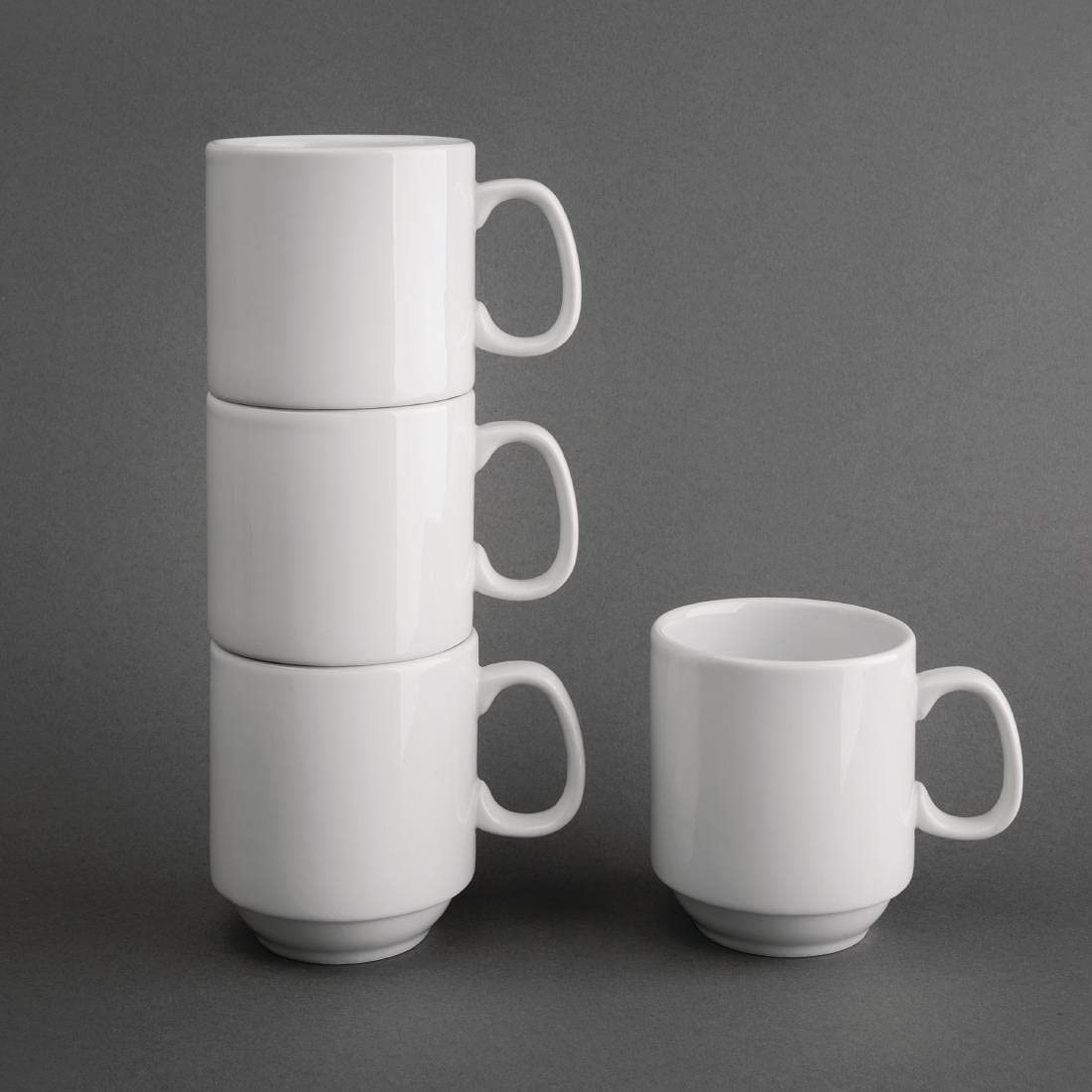 Olympia Whiteware Stapelbecher 284ml / 10oz (12er-Pack), weißes Porzellan, Tee- und Kaffeebecher, Gastronomiebedarf, spülmaschinenfest, mikrowellen- und spülmaschinenfest, passend zu Untertassen Y102 & CB463 | CB461
