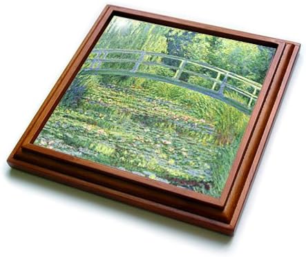 3dRose Famous Monets Water Lillies With Lavender Frame, Trivet wit