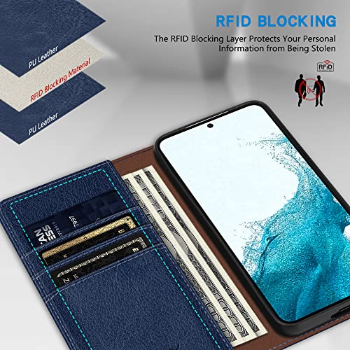 Image of ZZXX for Galaxy S23 Plus Wallet Case Strong Magnetic 6.6 inch,Blue