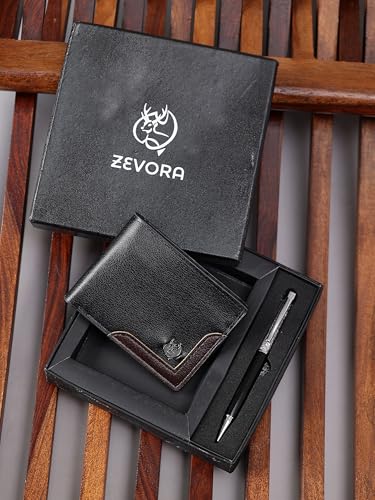 Image of ZEVORA 2 in 1 Gift Combo Set for Men - Leather Wallet with Pen - Gift Box for Birthday, Anniversary, Corporate & Festive Gifting