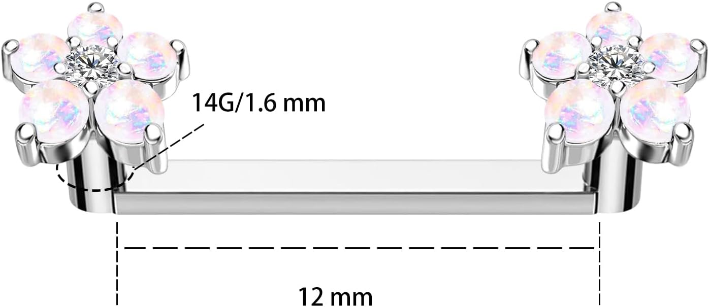 14G G23 Titanium Staple Surface Piercing Jewelry 12mm 14mm Internally Threaded Double Barbells Flower for Surface - Image 4