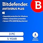 Bitdefender Antivirus Plus - 3 Devices | 1 year Subscription | PC Activation Code by email