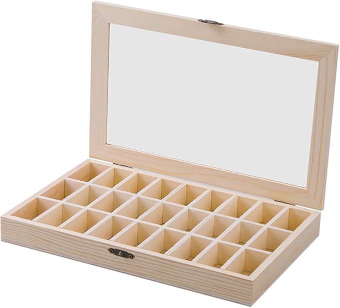 YXFYXF Specimen Box Solid Wood with 27 Compartments