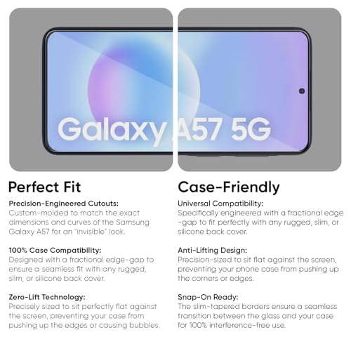 Image of POPIO Military-Grade Gorilla Tempered Glass For Samsung Galaxy A57 | 9H Hardness, Edge-to-Edge, Bubble-Free