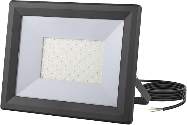 lNGRIKT 100W Led Floodlight Outdoor, Super Bright 10000 Lumen LED Security Lights, IP65 Waterproof, 6500K Cool White Outdoor Flood Light with 1.5M Wire for Doorways, Garden, Garages