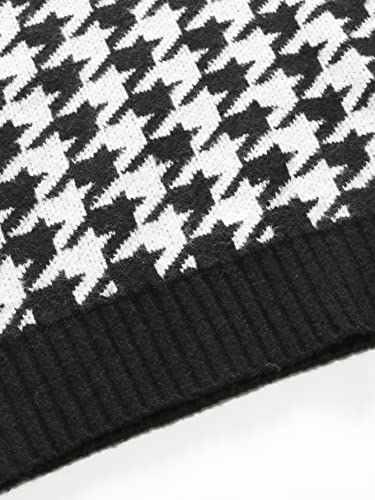 Milumia Men's Houndstooth Sweater Vest Sleeveless V Neck Casual Rib Knit Top4