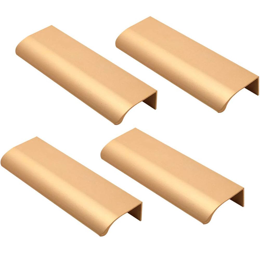 Lc Lictop Copper Lictop 4 Pcs Arc Modern Finger Edge Pulls Tab Pull 120Mm/4.72" Length Finger Drawer Pulls (Nearly Color)