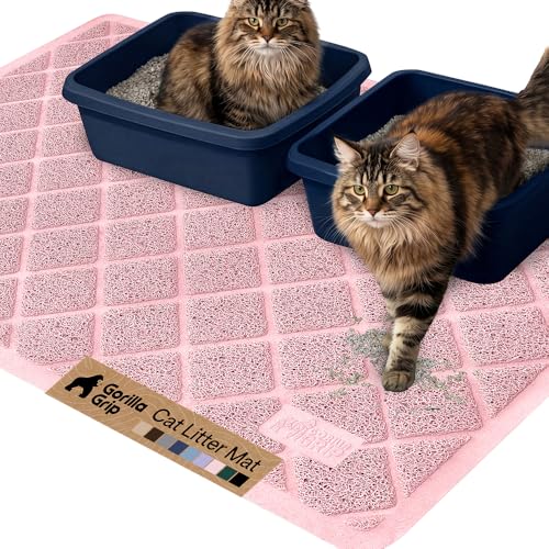 Image of Gorilla Grip Original Premium Durable Multiple Cat Litter Mat (47x35), XL Jumbo, No Phthalate, Water Resistant, Traps Litter from Box and Cats, Scatter Control, Mats Soft on Kitty Paws (Light Pink)