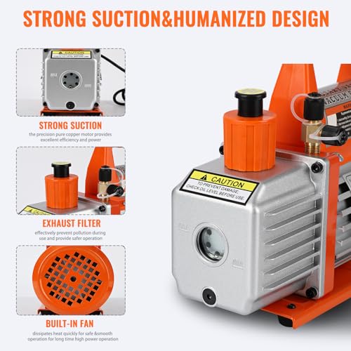 Bomba de vacío económica de una etapa, 120 V, 3,5 CFM, 1/4 HP, tipo de paleta rotativa, para aire acondicionado, refrigerante HVAC y herramientas neumáticas, compatible con R22, R134a y R410a miniatura 6