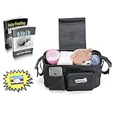 Wifelab Stroller Organizer | Non-Slip Universal Fit | Bonus Baby Wipes Case | Premium Lightweight Design With Extra Large Storage | Best For Smart Busy Moms | Black