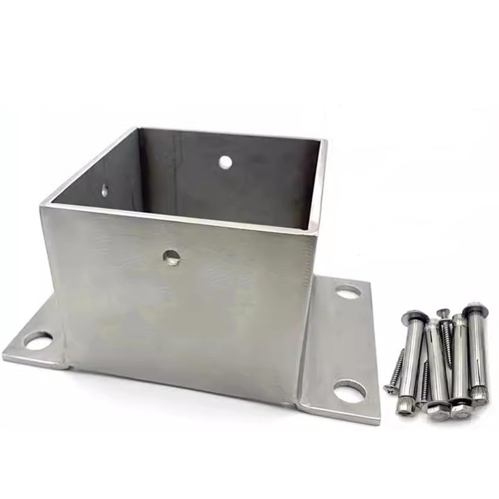 Generico Ancoraggi per Pali di ringhiera Quadrati in Acciaio Inox per impieghi gravosi, staffe di Base zincate a Caldo per Giardino e pergolato, Viti Incluse, Finitura Argento.