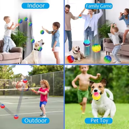 Image of Mashes Rainbow Color Moon Ball - Bouncy, Colorful Rubber Ball with Bright Colors - Fun Outdoor Toy for Kids (Pack-2)