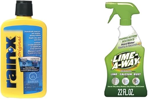 Rain-X 800002243 Tratamiento de vidrio - 7 onzas líquidas (el embalaje puede variar) y Lime-A-Way Cleaner, 22 onzas líquidas