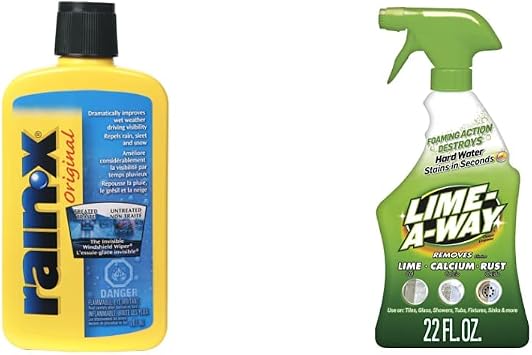 Rain-X 800002243 Glass Treatment- 7 fl oz. Packaging may vary & Lime-A-Way Cleaner, 22 Fluid Ounce